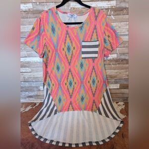 Crazy Train Hi Lo Aztec/Striped Tunic